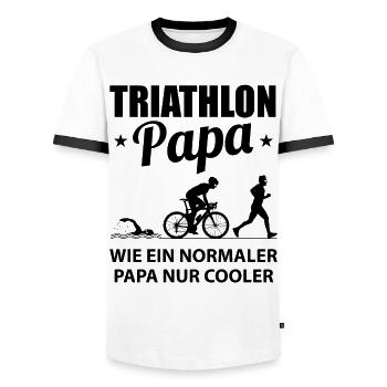 Triathlon Papa Vater Ausdauersport Geschenk - Männer Kontrast-T-Shirt - Weiß/Schwarz - Vorne - AI Model Female 172 light (172cm) & AI Model Male 178 dark (178cm)