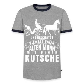 Kutscher Spruch lustige Kutsche - Männer Kontrast-T-Shirt - Grau/Navy  - Vorne - AI Model Female 172 light (172cm) & AI Model Male 178 light (178cm)