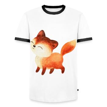 Fuchs Füchse Foxy Waldtier niedlich Rotfuchs süß - Männer Kontrast-T-Shirt - Weiß/Schwarz - Vorne - AI Model Female 172 light (172cm) & AI Model Male 178 dark (178cm)