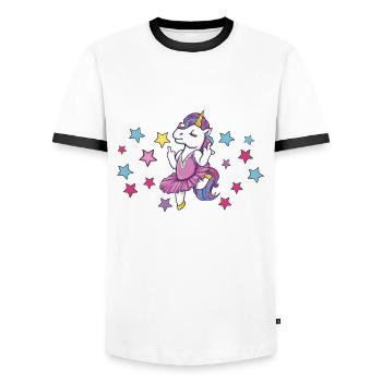 Einhorn Unterschätz Mich Ruhig Das Wird Lustig - Männer Kontrast-T-Shirt - Weiß/Schwarz - Vorne - AI Model Female 172 light (172cm) & AI Model Male 178 dark (178cm)