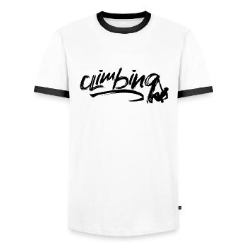 Escalade escalade grimpeur alpinisme passe-temps - T-shirt contrasté Homme - blanc/noir - Devant - AI Model Female 172 light (172cm) & AI Model Male 178 dark (178cm)