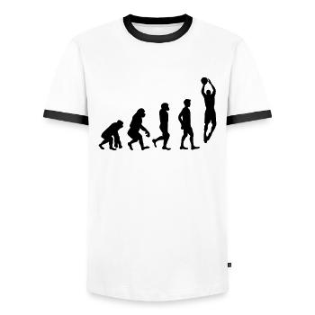 Joueur de basket- évolution - T-shirt contrasté Homme - blanc/noir - Devant - AI Model Female 172 light (172cm) & AI Model Male 178 dark (178cm)