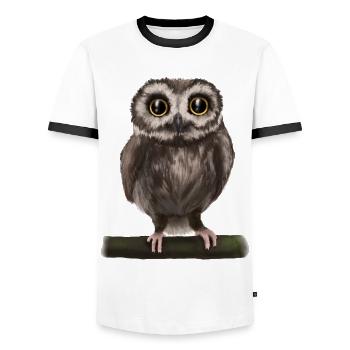 Eagle owl - Men's Ringer Shirt - white/black - Front - AI Model Female 172 light (172cm) & AI Model Male 178 dark (178cm)