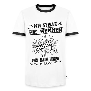 Fixer le cap pour mon cheminot de vie - T-shirt contrasté Homme - blanc/noir - Devant - AI Model Female 172 light (172cm) & AI Model Male 178 dark (178cm)