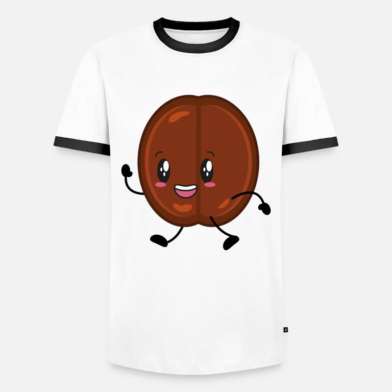 Kaffee Kaffeebohne - Männer Kontrast-T-Shirt - Weiß/Schwarz