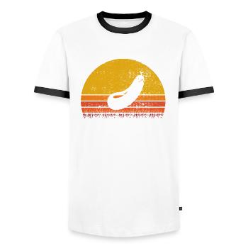 Aubergine Gemüse Vegetarier Veganer Retro Geschenk - Männer Kontrast-T-Shirt - Weiß/Schwarz - Vorne - AI Model Female 172 light (172cm) & AI Model Male 178 dark (178cm)
