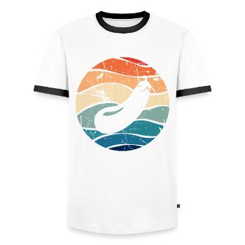 Aubergine Gemüse Vegetarier Veganer Retro Geschenk - Männer Kontrast-T-Shirt - Weiß/Schwarz - Vorne - AI Model Female 172 light (172cm) & AI Model Male 178 dark (178cm)