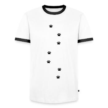 Pfoten - Männer Kontrast-T-Shirt - Weiß/Schwarz - Vorne - AI Model Female 172 light (172cm) & AI Model Male 178 dark (178cm)