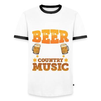 Mens Beer and Country Music Design Country Music - T-shirt contrasté Homme - blanc/noir - Devant - AI Model Female 172 light (172cm) & AI Model Male 178 dark (178cm)