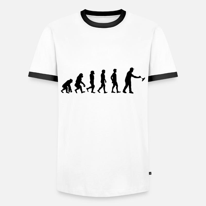 Eisstockschießen Stockschießen Evolution - Männer Kontrast-T-Shirt - Weiß/Schwarz