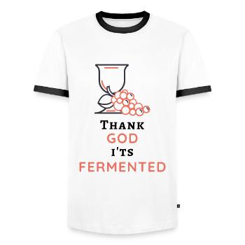 Jesus Christ, funny saying for wine drinkers - Men's Ringer Shirt - white/black - Front - AI Model Female 172 light (172cm) & AI Model Male 178 dark (178cm)