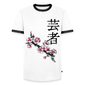 Fuchs Japan Asien Bambus Sonne Kanji Natur Geisha - Männer Kontrast-T-Shirt - Weiß/Schwarz - Vorne - AI Model Female 172 light (172cm) & AI Model Male 178 dark (178cm)