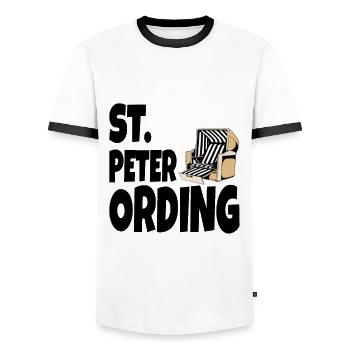 St. Peter Ording Nordsee Urlaub Segeln Surfen - Männer Kontrast-T-Shirt - Weiß/Schwarz - Vorne - AI Model Female 172 light (172cm) & AI Model Male 178 dark (178cm)