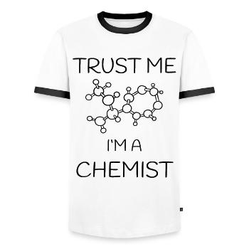 Chimiste - T-shirt contrasté Homme - blanc/noir - Devant - AI Model Female 172 light (172cm) & AI Model Male 178 dark (178cm)