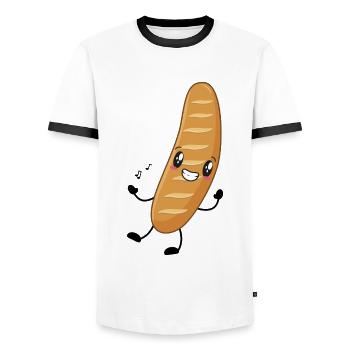 Baguette France Musique - T-shirt contrasté Homme - blanc/noir - Devant - AI Model Female 172 light (172cm) & AI Model Male 178 dark (178cm)