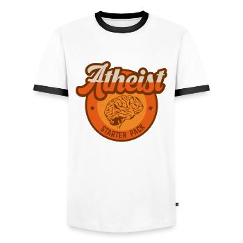 Pack de démarrage athée pour un athée - T-shirt contrasté Homme - blanc/noir - Devant - AI Model Female 172 light (172cm) & AI Model Male 178 dark (178cm)