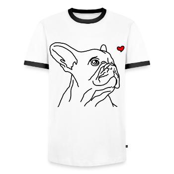 Bulldog français - T-shirt contrasté Homme - blanc/noir - Devant - AI Model Female 172 light (172cm) & AI Model Male 178 dark (178cm)