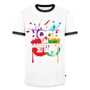 Nationalität Mensch - Gegen Rassismus Deutschland - Männer Kontrast-T-Shirt - Weiß/Schwarz - Vorne - AI Model Female 172 light (172cm) & AI Model Male 178 dark (178cm)