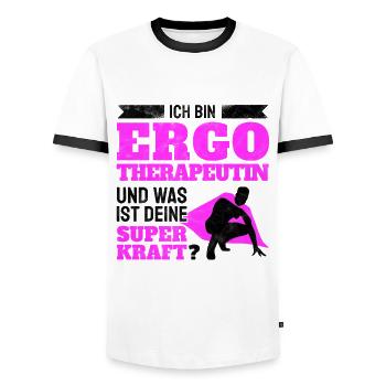 Ergotherapeutin meine Superkraft lustiger Spruch - Männer Kontrast-T-Shirt - Weiß/Schwarz - Vorne - AI Model Female 172 light (172cm) & AI Model Male 178 dark (178cm)