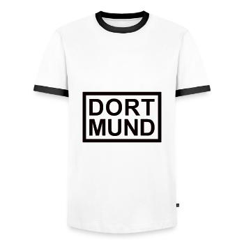 Dortmund - Men's Ringer Shirt - white/black - Front - AI Model Female 172 light (172cm) & AI Model Male 178 dark (178cm)