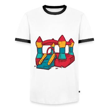 Bouncy Castle Children's Birthday Party Party Play Fun - Men's Ringer Shirt - white/black - Front - AI Model Female 172 light (172cm) & AI Model Male 178 dark (178cm)