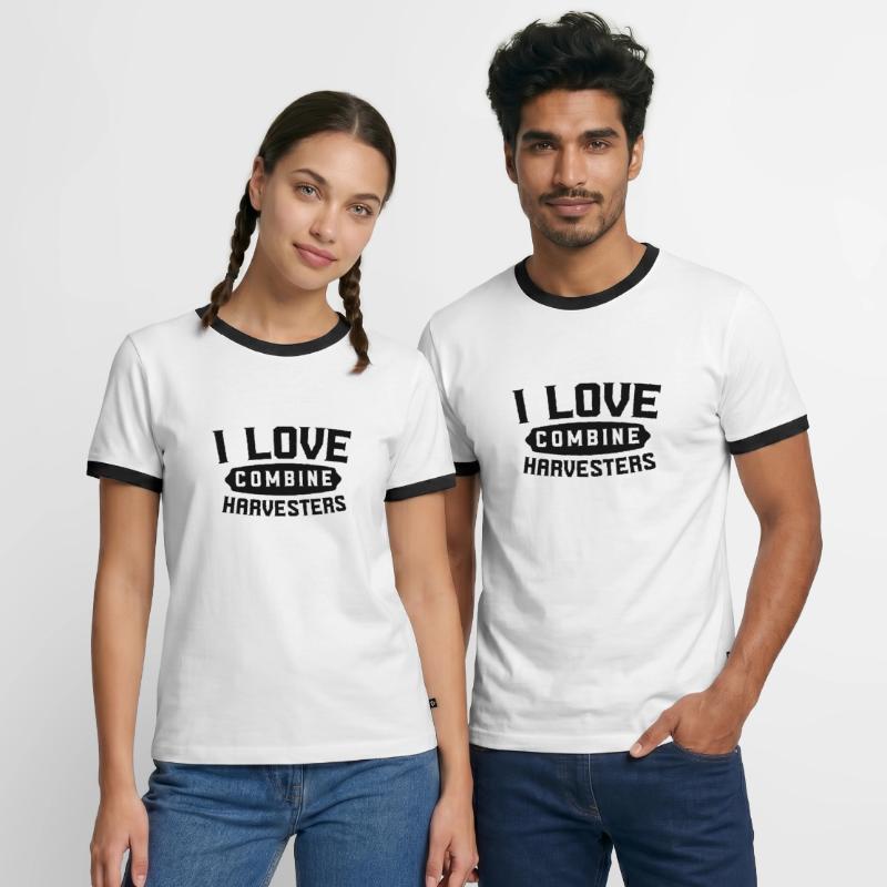 J’aime la moissonneuse-batteuse chauffeur de moissonneuse-batteuse T-shirt contrasté Homme