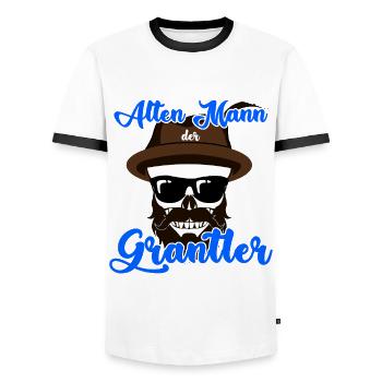 Grantler Spruch bayrisch - Alter Mann - Männer Kontrast-T-Shirt - Weiß/Schwarz - Vorne - AI Model Female 172 light (172cm) & AI Model Male 178 dark (178cm)