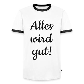 Alles wird gut! - Männer Kontrast-T-Shirt - Weiß/Schwarz - Vorne - AI Model Female 172 light (172cm) & AI Model Male 178 dark (178cm)