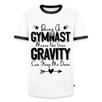 Gymnastik Fitness - Männer Kontrast-T-Shirt - Weiß/Schwarz - Vorne - AI Model Female 172 light (172cm) & AI Model Male 178 dark (178cm)
