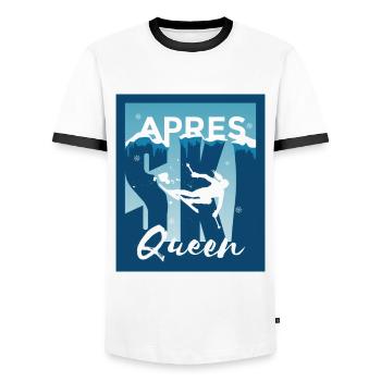 Ski Queen Ski Queen Skiing Gift - Men's Ringer Shirt - white/black - Front - AI Model Female 172 light (172cm) & AI Model Male 178 dark (178cm)