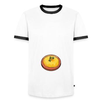 Romanian design | Got Mamaliga? Gift - Men's Ringer Shirt - white/black - Front - AI Model Female 172 light (172cm) & AI Model Male 178 dark (178cm)