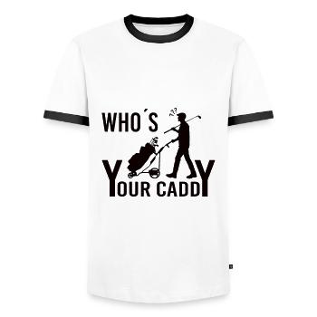 Golf Caddy Spruch lustig - Männer Kontrast-T-Shirt - Weiß/Schwarz - Vorne - AI Model Female 172 light (172cm) & AI Model Male 178 dark (178cm)
