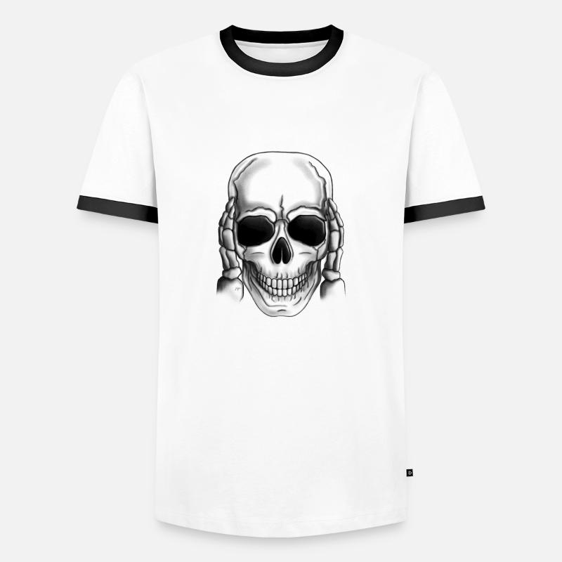 Skull hear nothing - Men's Ringer Shirt - white/black