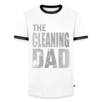 Cleaning Dad Clean Housewife Cleaner Gift - Men's Ringer Shirt - white/black - Front - AI Model Female 172 light (172cm) & AI Model Male 178 dark (178cm)