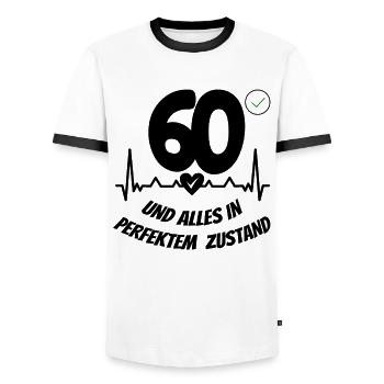 Geschenk zum 60 Geburtstag 60 Jahre Spruch - Männer Kontrast-T-Shirt - Weiß/Schwarz - Vorne - AI Model Female 172 light (172cm) & AI Model Male 178 dark (178cm)