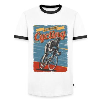 Je suis un peu plus cyclique - T-shirt contrasté Homme - blanc/noir - Devant - AI Model Female 172 light (172cm) & AI Model Male 178 dark (178cm)