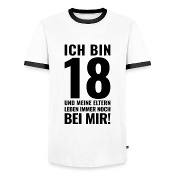 Lustige Sprüche zum 18 Geburtstag - Männer Kontrast-T-Shirt - Weiß/Schwarz - Vorne - AI Model Female 172 light (172cm) & AI Model Male 178 dark (178cm)