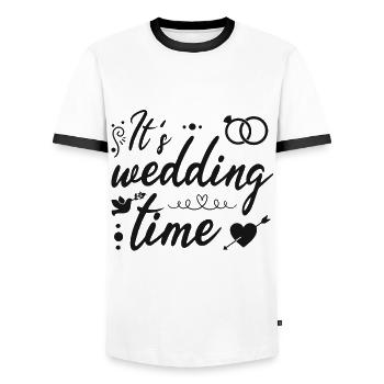 Wedding marriage - Men's Ringer Shirt - white/black - Front - AI Model Female 172 light (172cm) & AI Model Male 178 dark (178cm)