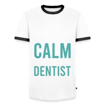 keep calm dentist - Men's Ringer Shirt - white/black - Front - AI Model Female 172 light (172cm) & AI Model Male 178 dark (178cm)