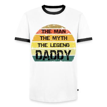 The Man The Myth The Legend Daddy vintage Sunset - T-shirt contrasté Homme - blanc/noir - Devant - AI Model Female 172 light (172cm) & AI Model Male 178 dark (178cm)