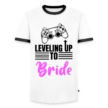 Leveling UpTo Bride - Men's Ringer Shirt - white/black - Front - AI Model Female 172 light (172cm) & AI Model Male 178 dark (178cm)