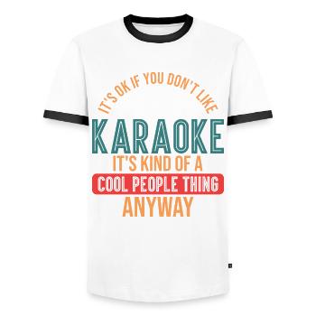 Chanteurs Karaoke - T-shirt contrasté Homme - blanc/noir - Devant - AI Model Female 172 light (172cm) & AI Model Male 178 dark (178cm)