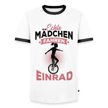 Einrad - Männer Kontrast-T-Shirt - Weiß/Schwarz - Vorne - AI Model Female 172 light (172cm) & AI Model Male 178 dark (178cm)