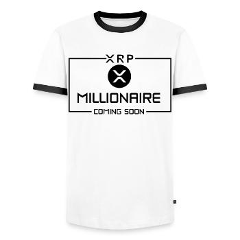 XRP Millionaire Comes Soon Ripple XRP Crypto - Men's Ringer Shirt - white/black - Front - AI Model Female 172 light (172cm) & AI Model Male 178 dark (178cm)