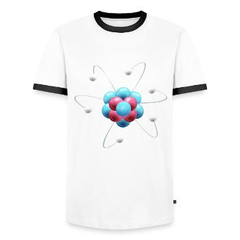 Think like a proton be positive design for a nerd - Men's Ringer Shirt - white/black - Front - AI Model Female 172 light (172cm) & AI Model Male 178 dark (178cm)