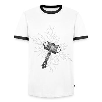 Marteau Viking Valhalla Viking Marteau Thor Odin - T-shirt contrasté Homme - blanc/noir - Devant - AI Model Female 172 light (172cm) & AI Model Male 178 dark (178cm)