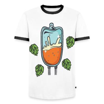 Bière goutte-à-goutte hôpital médecin secours boire secours - T-shirt contrasté Homme - blanc/noir - Devant - AI Model Female 172 light (172cm) & AI Model Male 178 dark (178cm)