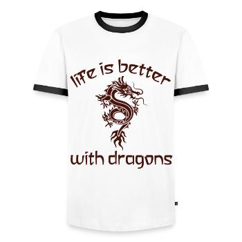 Dragon Dragon shirt - Men's Ringer Shirt - white/black - Front - AI Model Female 172 light (172cm) & AI Model Male 178 dark (178cm)