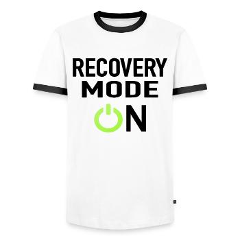 Recovery Mode On - Men's Ringer Shirt - white/black - Front - AI Model Female 172 light (172cm) & AI Model Male 178 dark (178cm)