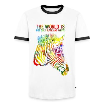zebra - Men's Ringer Shirt - white/black - Front - AI Model Female 172 light (172cm) & AI Model Male 178 dark (178cm)